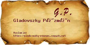 Gladovszky Pázmán névjegykártya